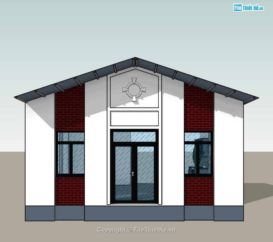 nhà cấp 4,lợp tôn,nhà tạm,revit,bản vẽ,kiến trúc